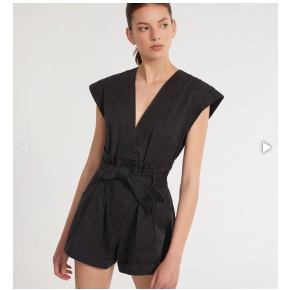 Marissa Webb Women Dixon Romper in Vintage Wash Black Belted Utility Size 4